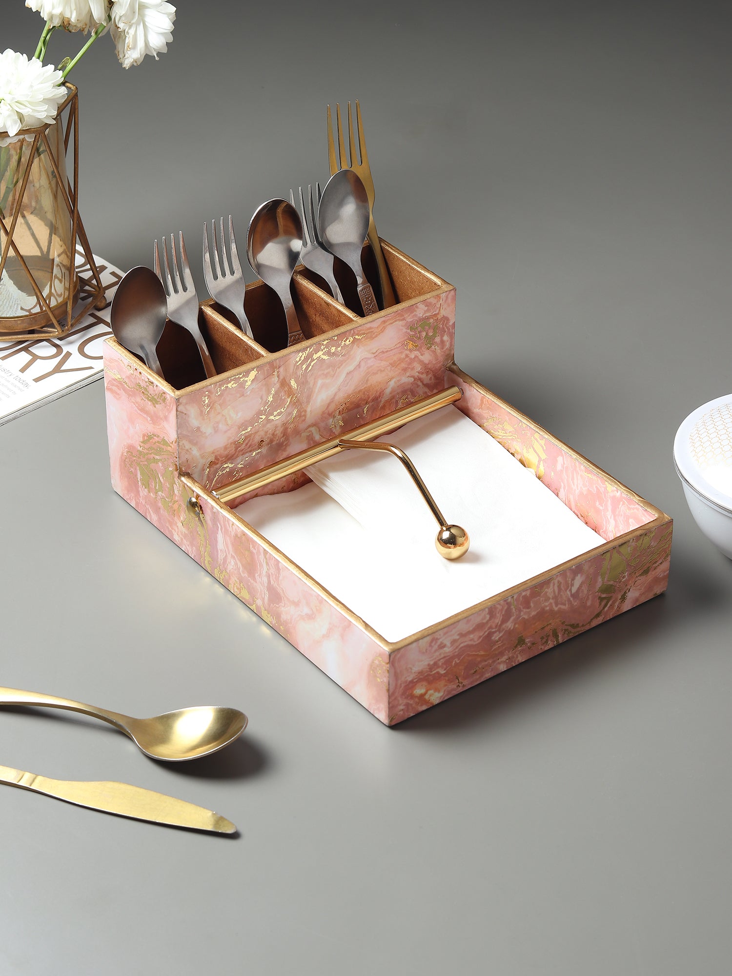 Rosa Perlino Cutlery and Tissue Holder - Ouchcart