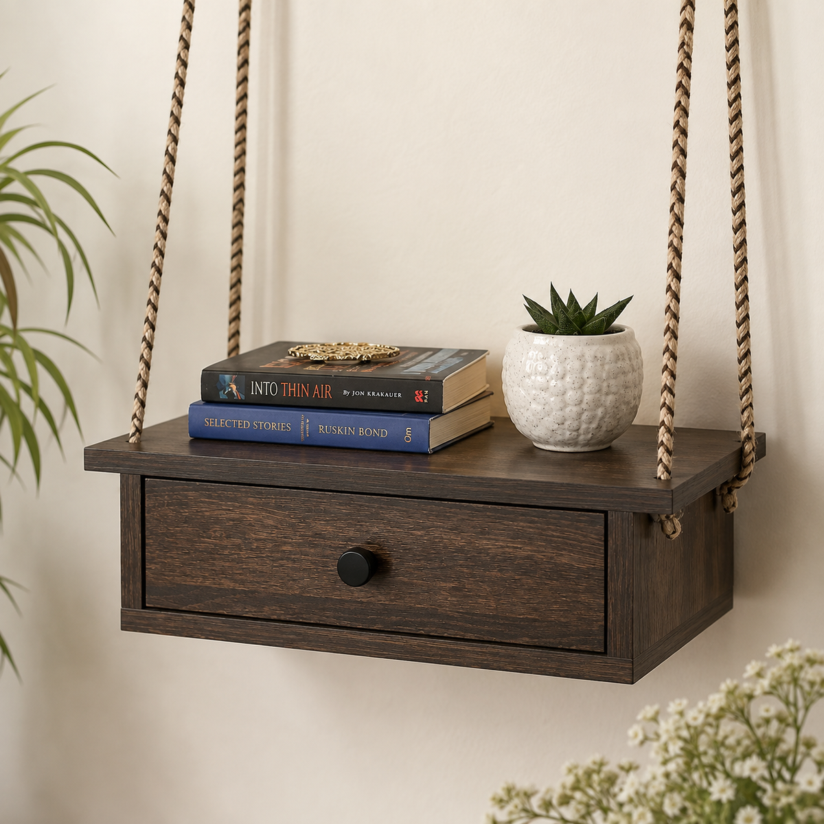 Ouch Cart Rustic Wooden Hanging Wall Shelf OUCH CART