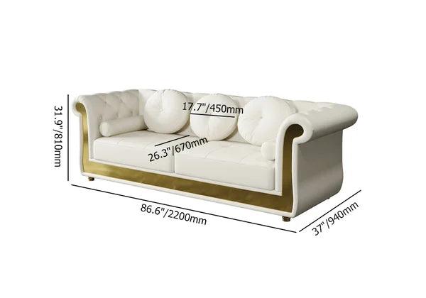 3-Seater Sofa with 5 Pillows White - Ouch Cart 