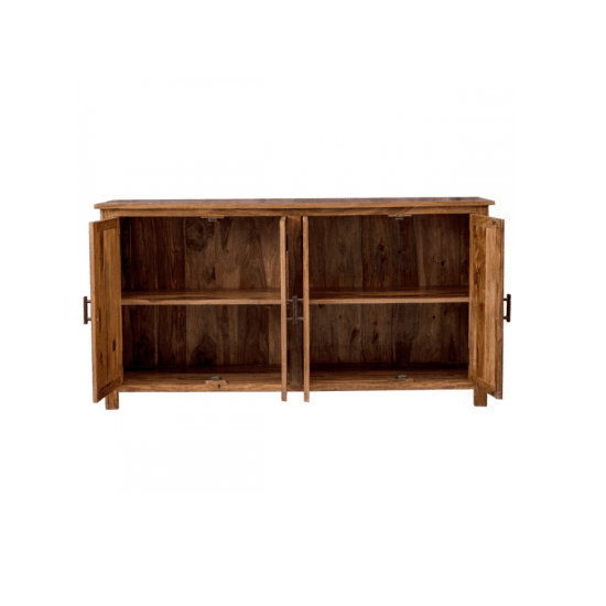 Canberra Sheesham Wood Four Door Storage Cabinet 172x45x90 CM (Honey Finish) - Ouch Cart 