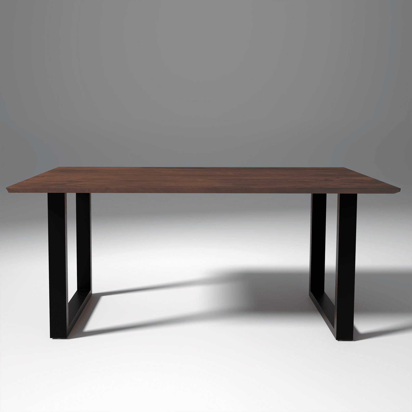 Viscus Iron And Sheesham Wood Dining Table In Reddish Walnut