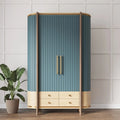 Modern 2 Door Wooden Wardrobe with 4 Drawers