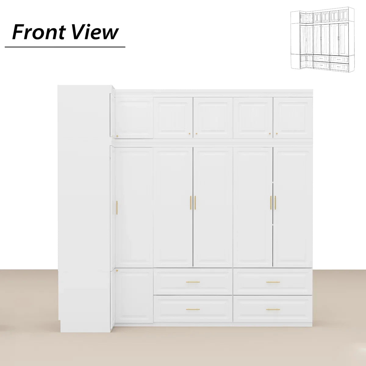 Wardrobe Set With Top Cabinet And Elegent Design