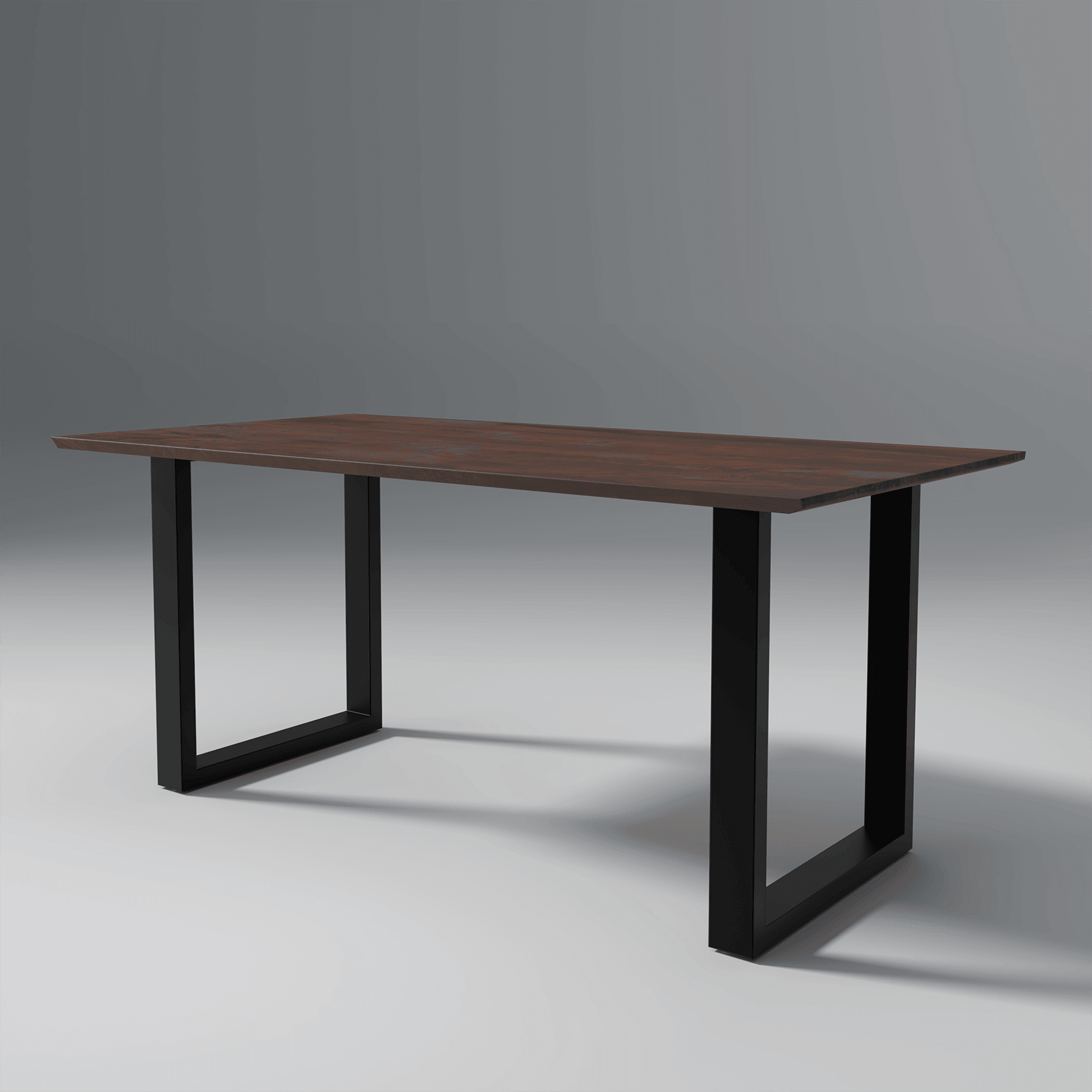 Viscus Iron And Sheesham Wood Dining Table In Reddish Walnut