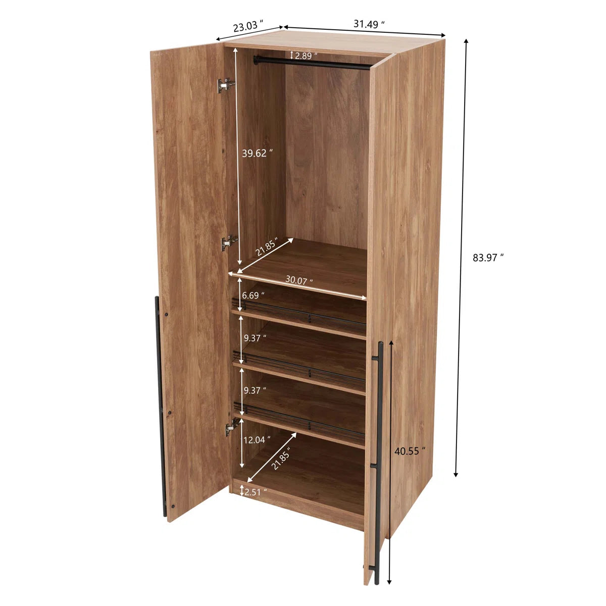 Lee Freestanding 3-Piece Module Wardrobe Closet with 2 Hanging Rods, 4 Drawers, 3 Shoe Storage and 6 Shelves