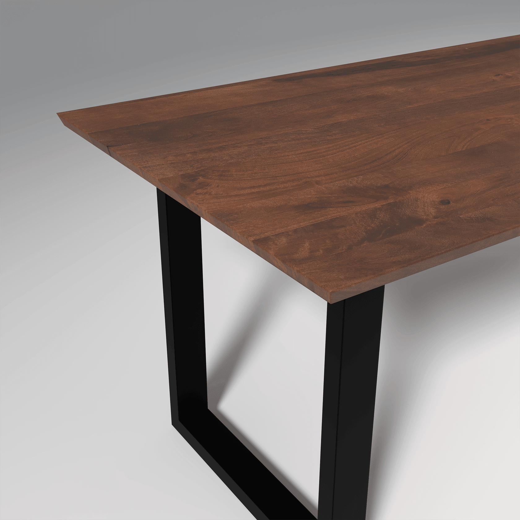 Viscus Iron And Sheesham Wood Dining Table In Reddish Walnut