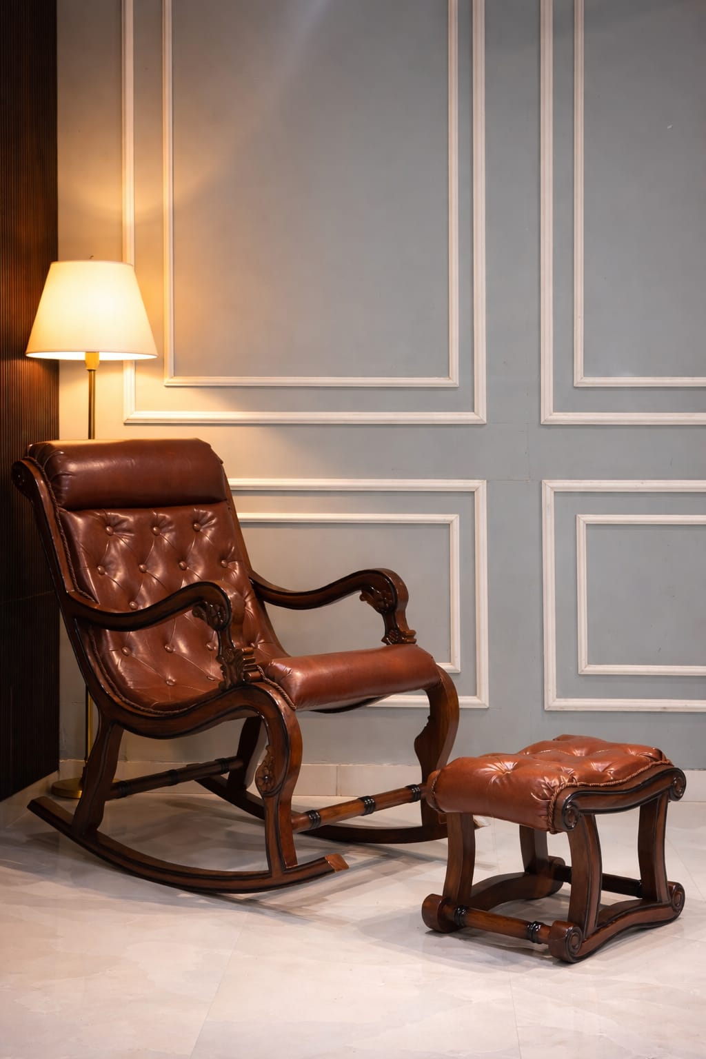 Pure Teak Wood Standard Rocking Chair with Footrest | Premium Solid Wood Comfort