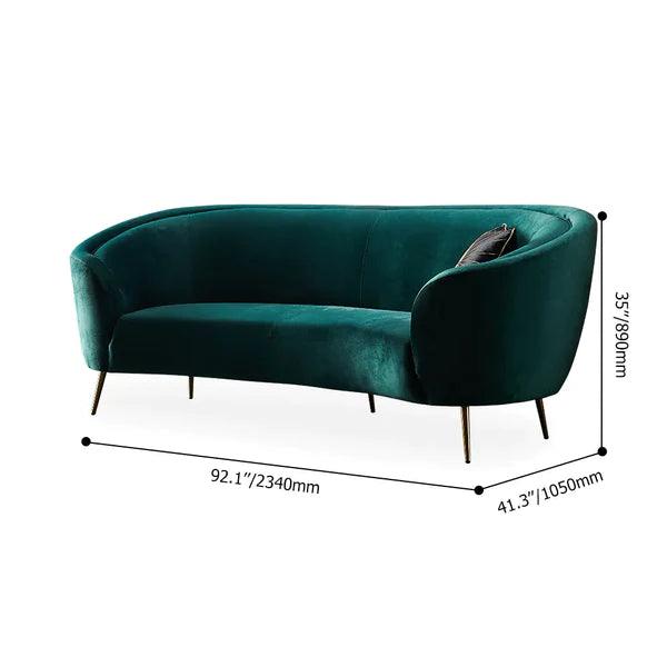 Deep Green Velvet Sofa with Metal Legs - Ouch Cart 