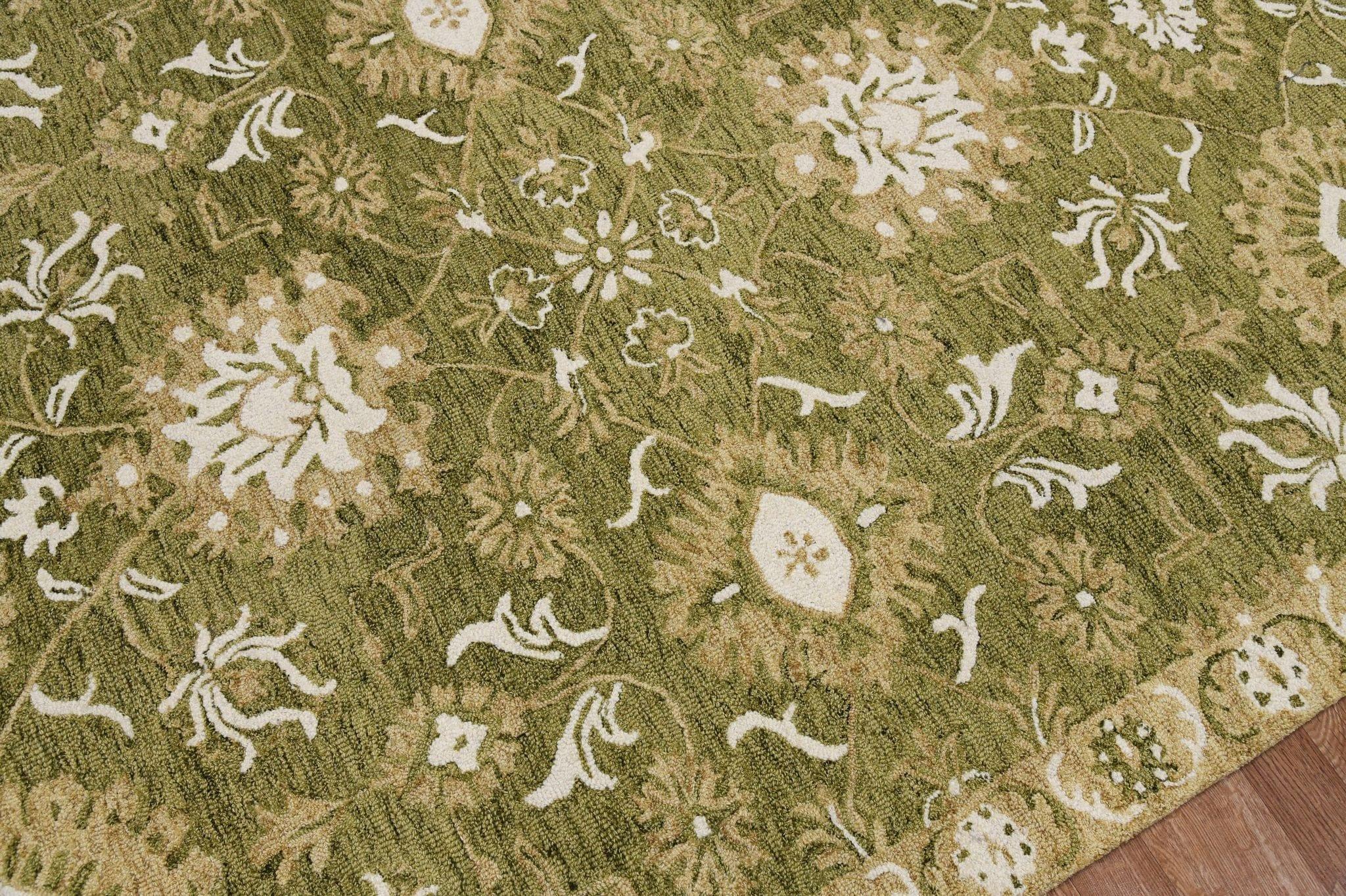 Olive Green Wool Romania 8X10 Feet Hand-Tufted Carpet - Rug - Ouch Cart 