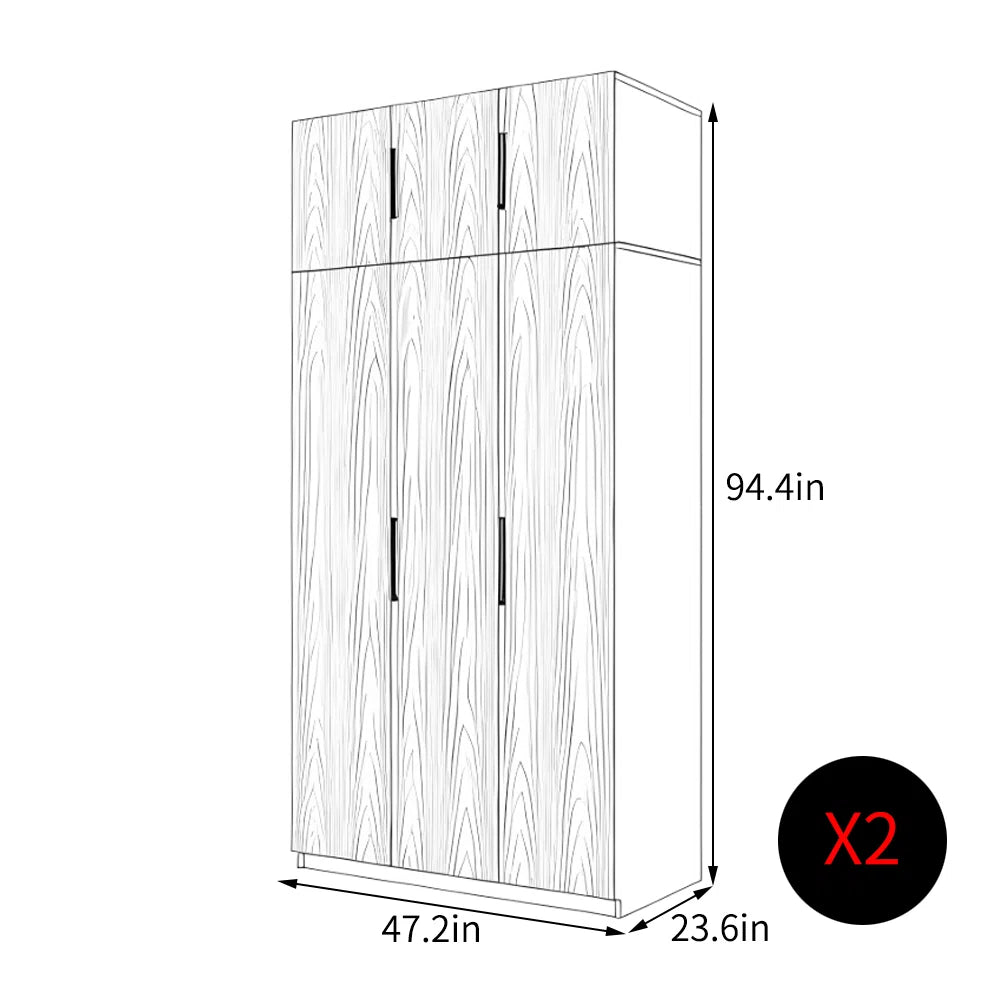 European style simple bedroom wardrobe (Set of 2)