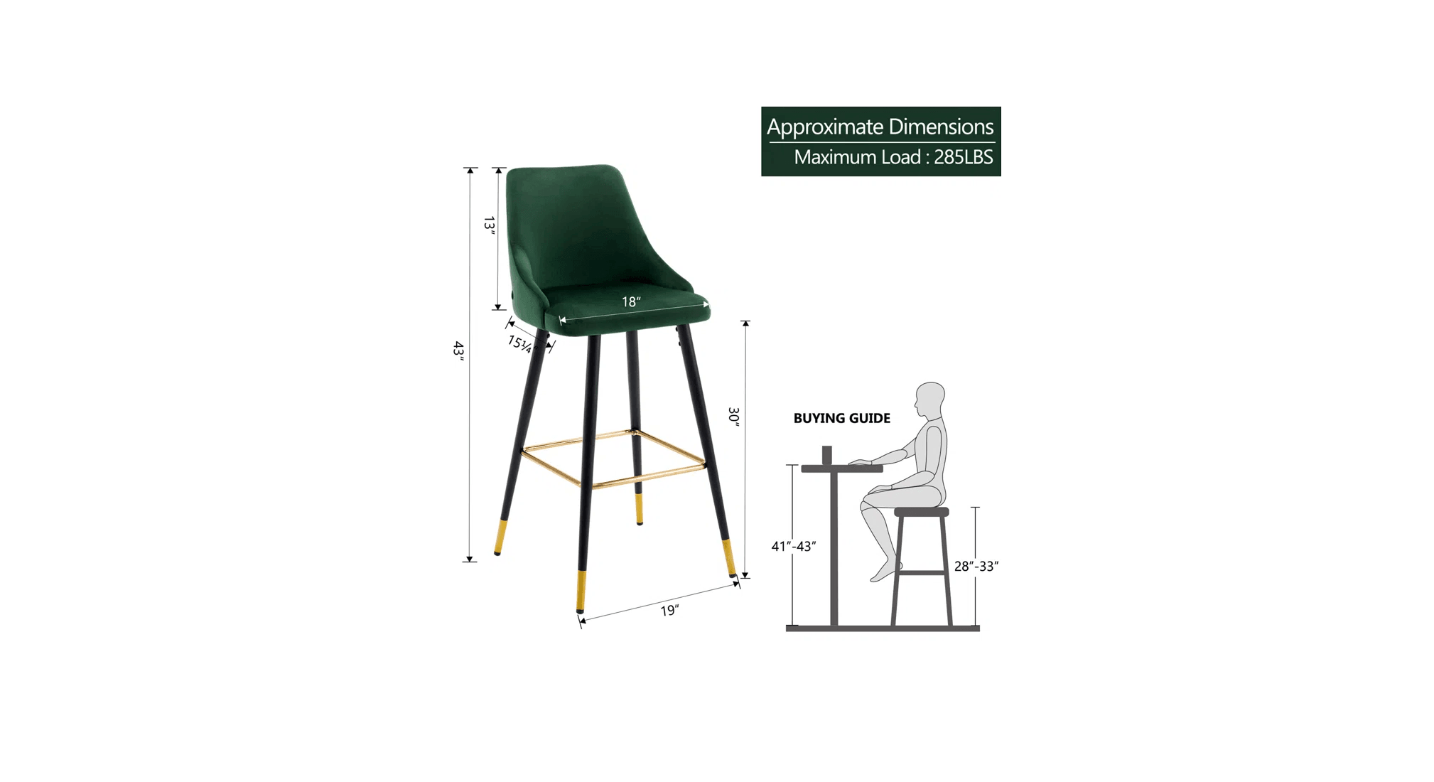 DAVAN BAR STOOL GREEN SET OF 2 - Ouch Cart 