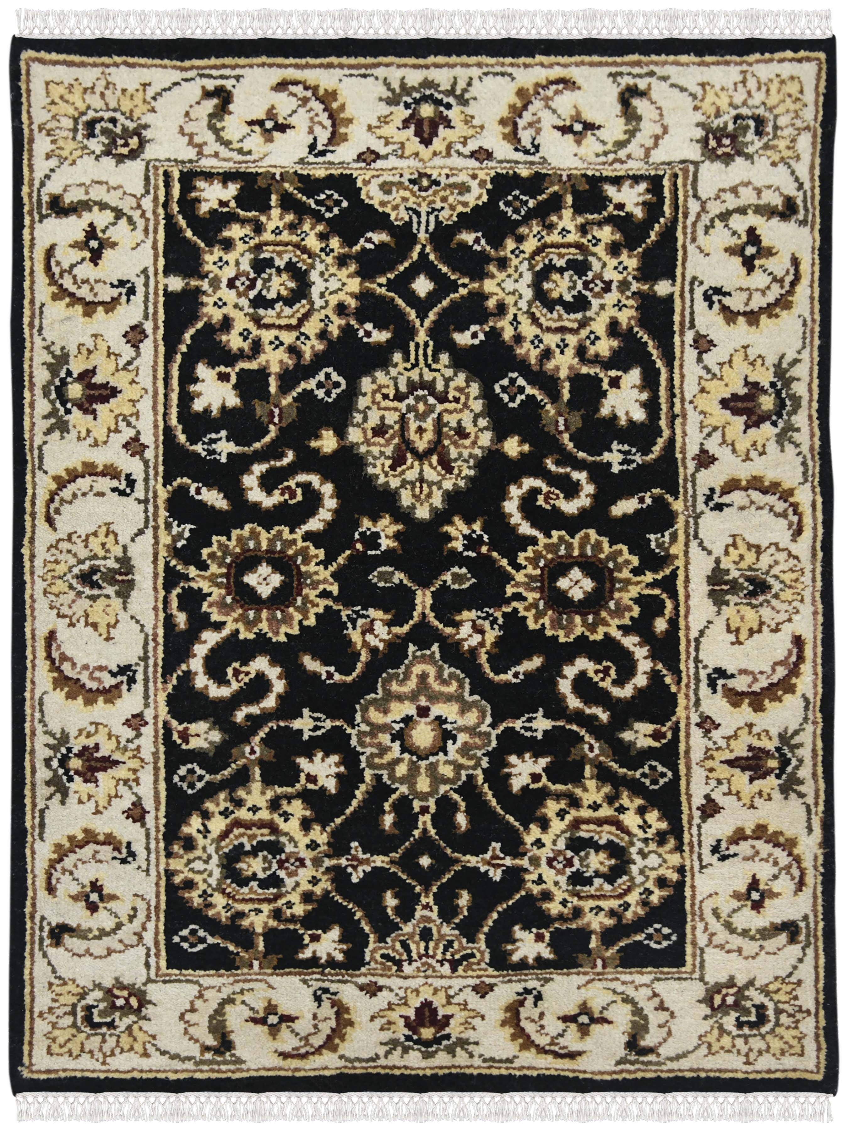 Luxor Classic Pattern Hand Knotted  Rectangle Anti-Skid Designer Carpet, Prayer Rug For Office Cabins, Small Living Spaces - 2'X3'