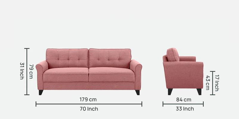 Fabric 3 Seater Sofa In Pink Colour - Ouch Cart 