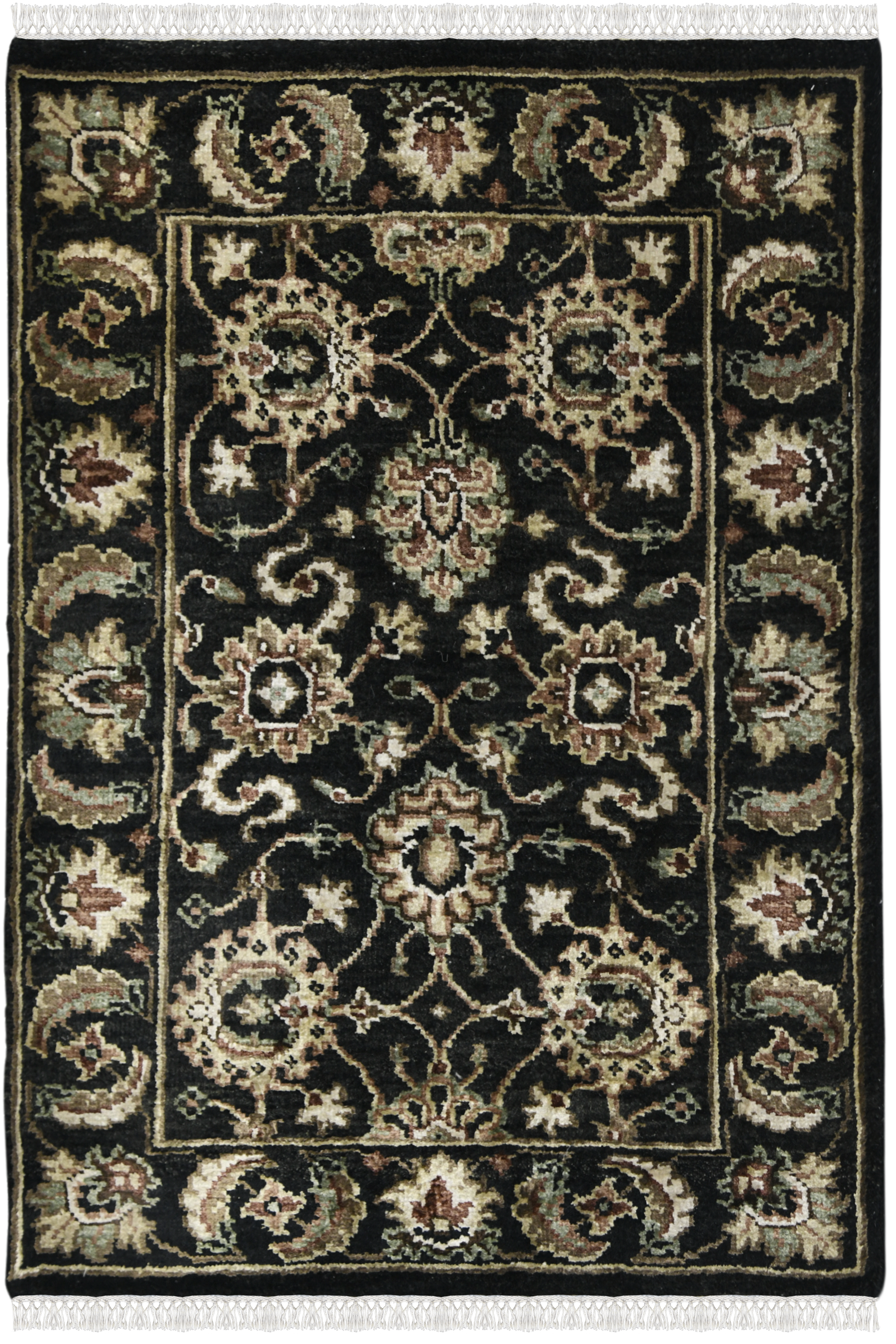 Luxor Classic Pattern Hand Knotted  Rectangle Anti-Skid Designer Carpet, Prayer Rug For Office Cabins, Small Living Spaces - 2'X3'
