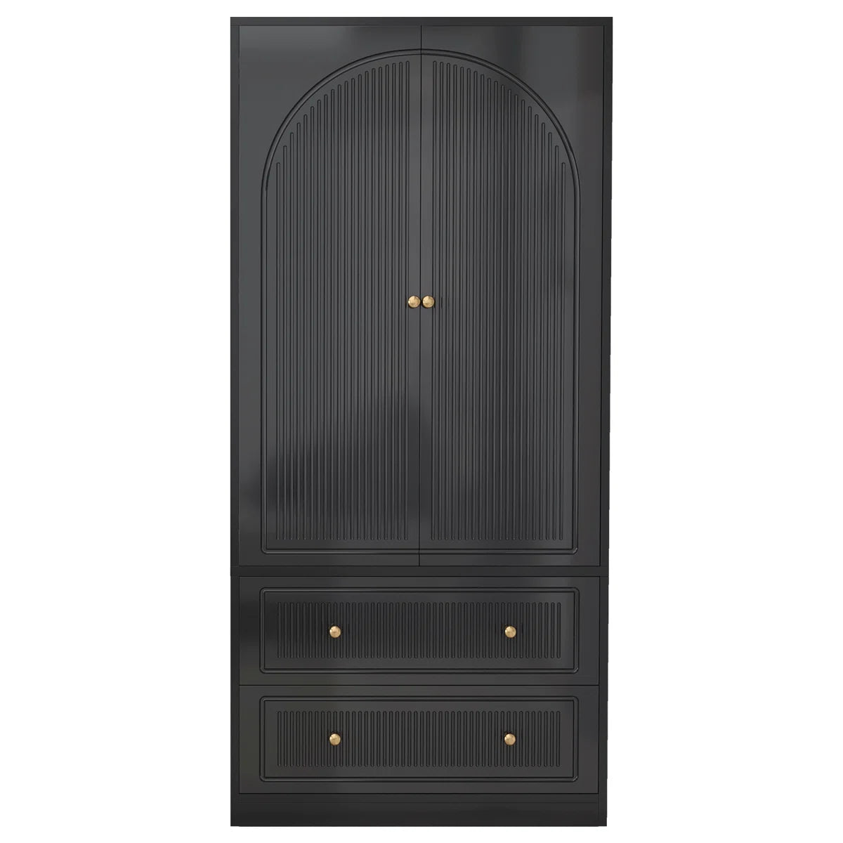 Winston Porter 70" Tall Wardrobe Armoire, Wooden Wardrobe Closet With Drawers, Coat Closet For Bedroom, Apartment, Dorm, White & Black