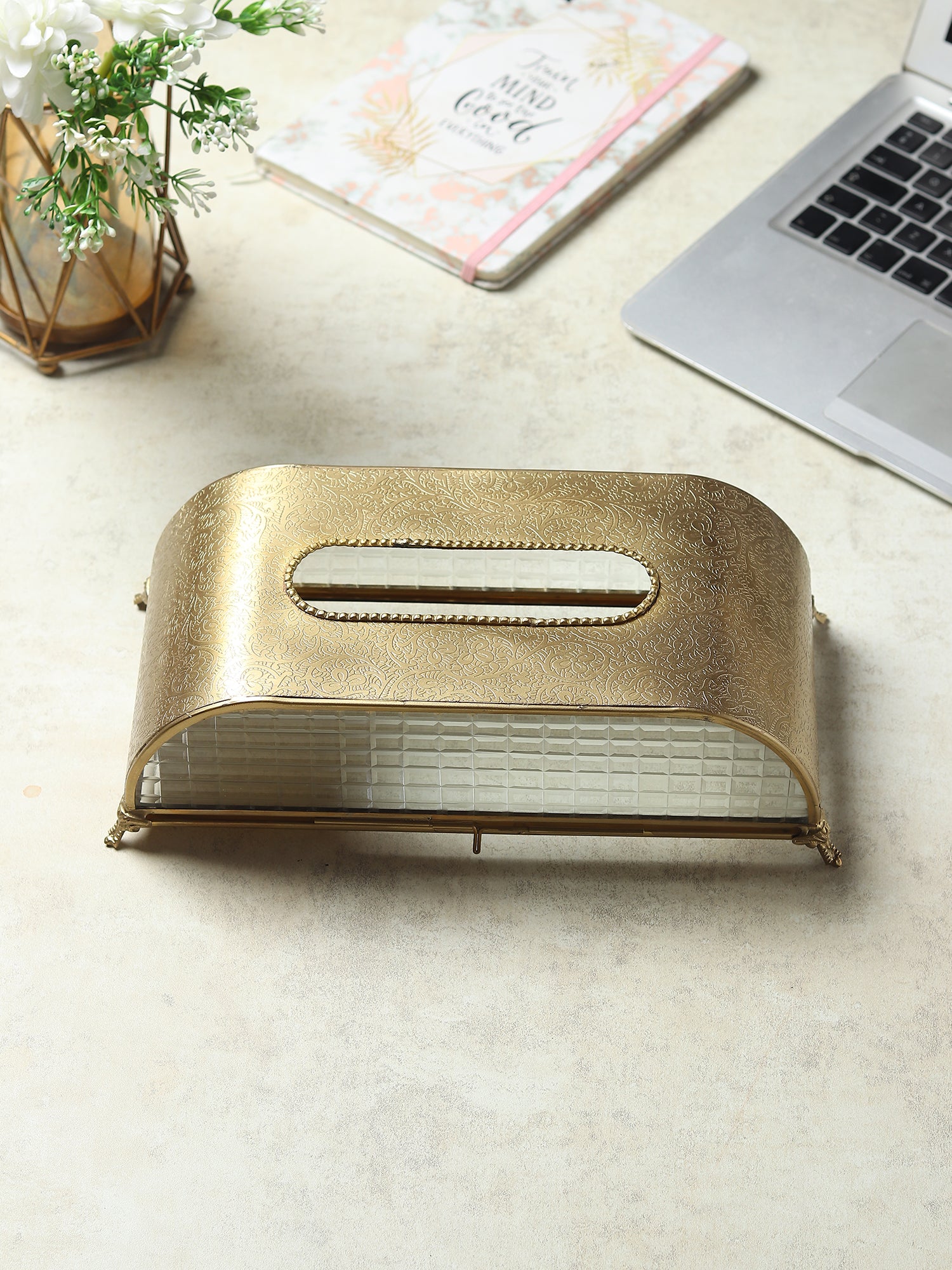 Sleek Slant Square Crystal Tissue Holder