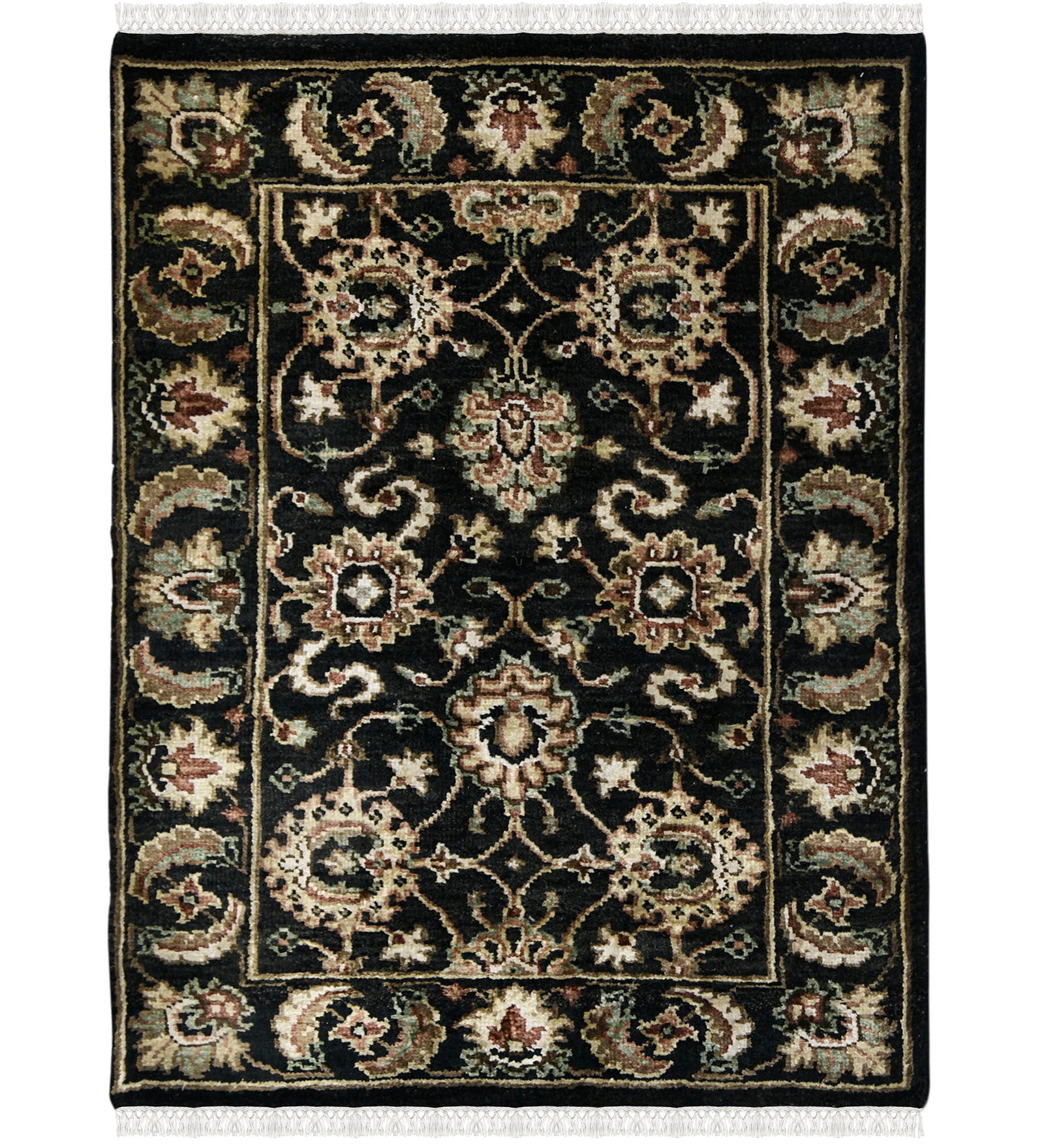 Luxor Classic Pattern Hand Knotted  Rectangle Anti-Skid Designer Carpet, Prayer Rug For Office Cabins, Small Living Spaces - 4'X6'