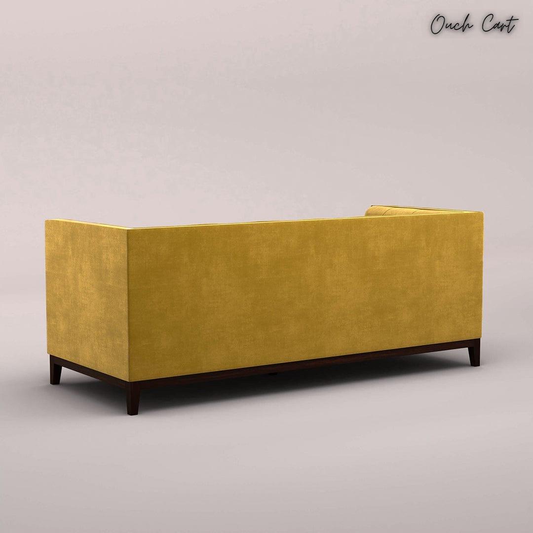 LOREN THREE SEATER FABRIC SOFA (VELVET, MUSTARD YELLOW) - Ouch Cart 