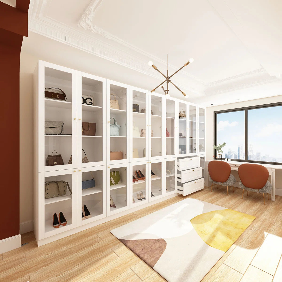 Bobbilee 141.7" Wide Armoire Wardrobe With 3 Drawers