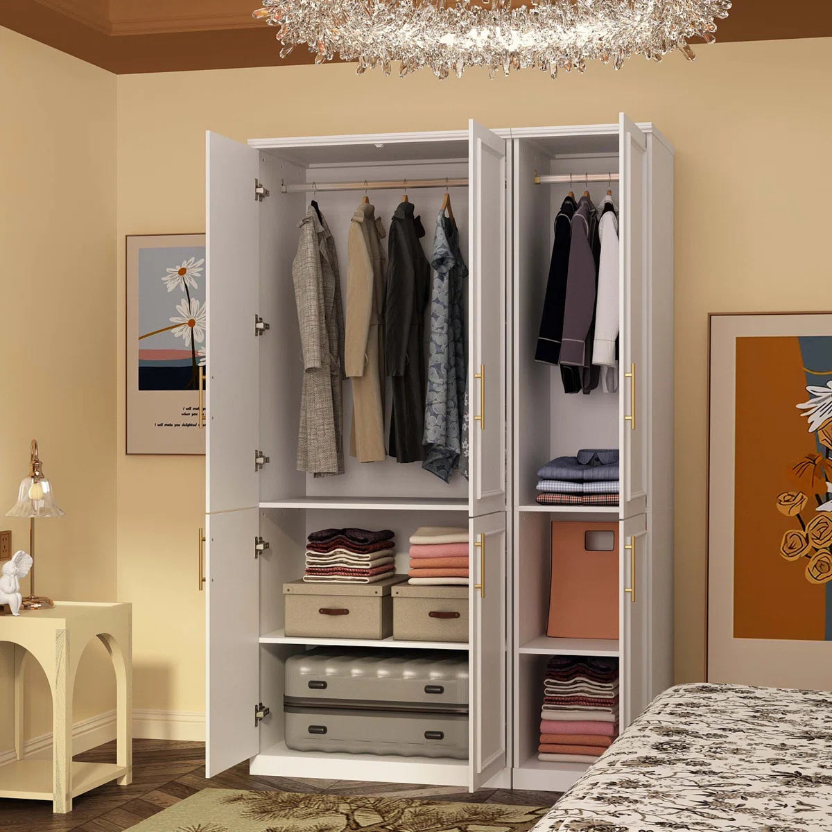 Sandhurst 74.9'' H 6-Door Wardrobe Armoire with 2 Hanging Rods