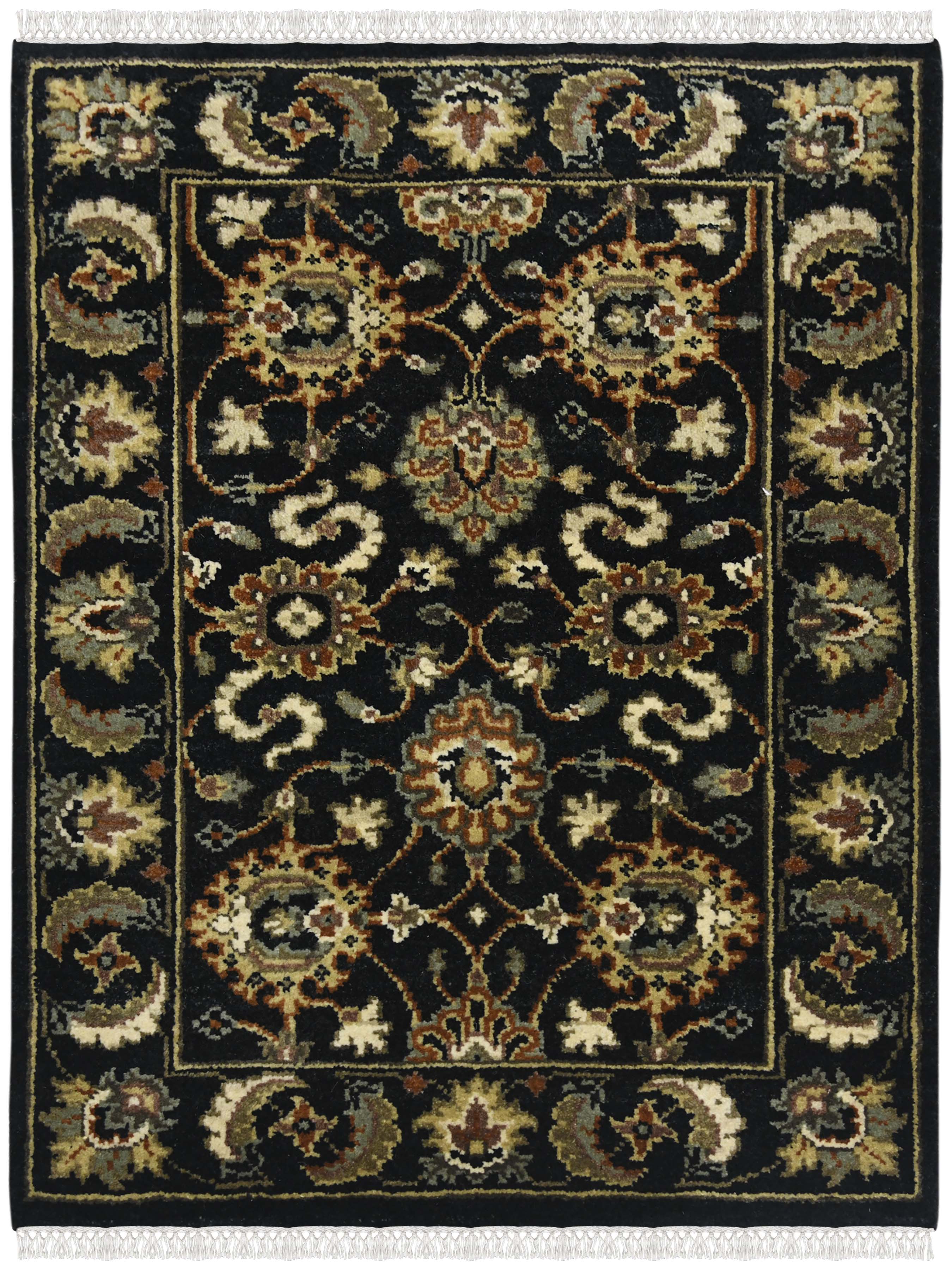 Luxor Classic Pattern Hand Knotted  Rectangle Anti-Skid Designer Carpet, Prayer Rug For Office Cabins, Small Living Spaces - 2'X3'