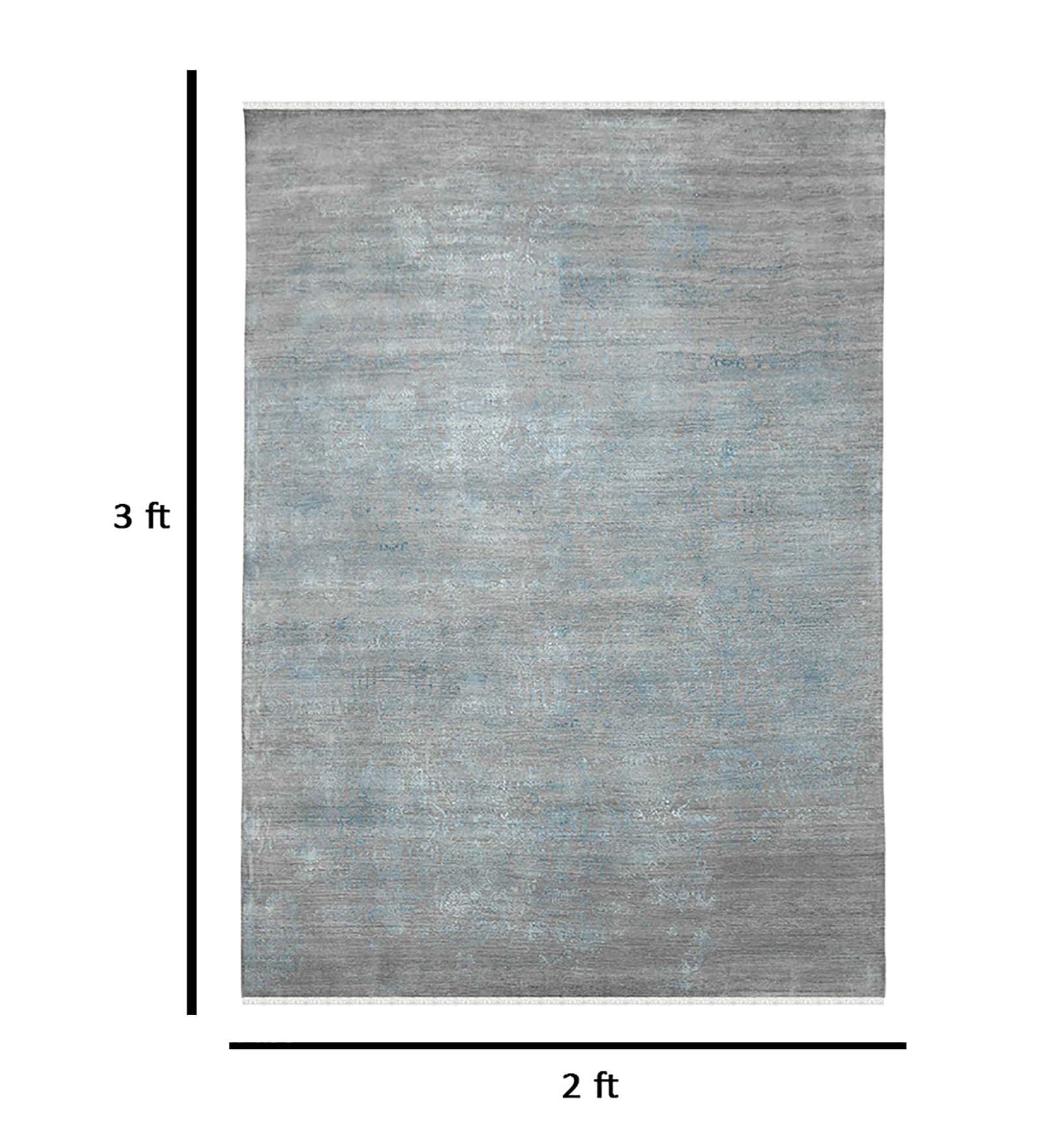 Pearl Transitional Pattern Hand Knotted  Rectangle Anti-Skid Designer Carpet, Prayer Rug For Office Cabins, Small Living Spaces - 2'X3'