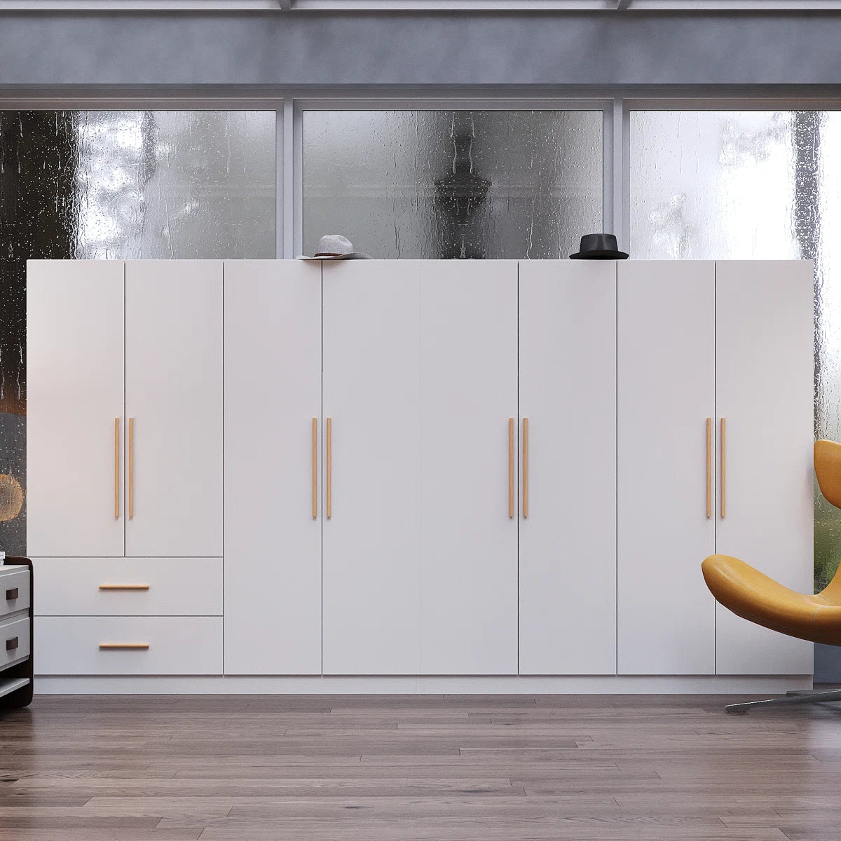 Elegant 8-Door Wardrobe With Modern Design, Ample Storage Space, And Anti-Tip Safety Features For Stylish Organization