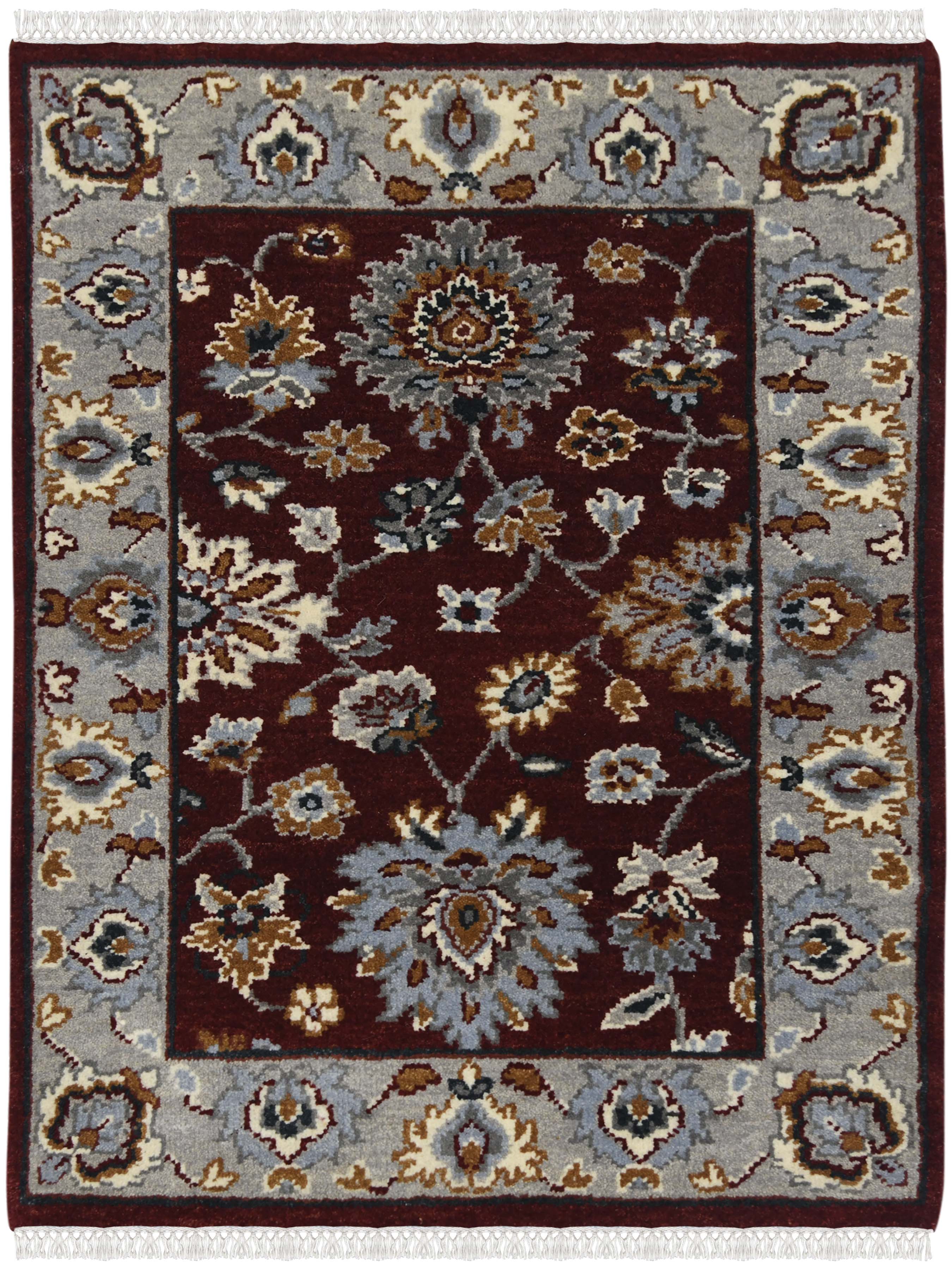 Luxor Classic Pattern Hand Knotted  Rectangle Anti-Skid Designer Carpet, Prayer Rug For Office Cabins, Small Living Spaces - 2'X3'
