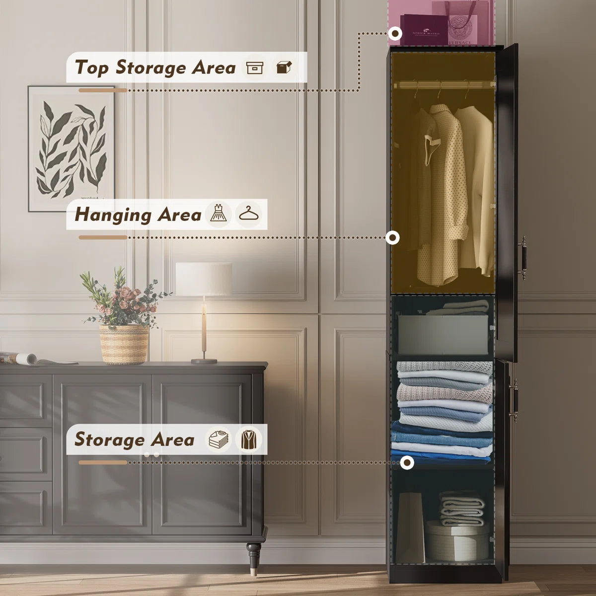 Armoire Wardrobe Closet With 2 Door & Shelves, 74.8" Large Wardrobe Cabinet With Hanging Rod, Freestanding Modern Bedroom Armoire Storage Cabinet, White