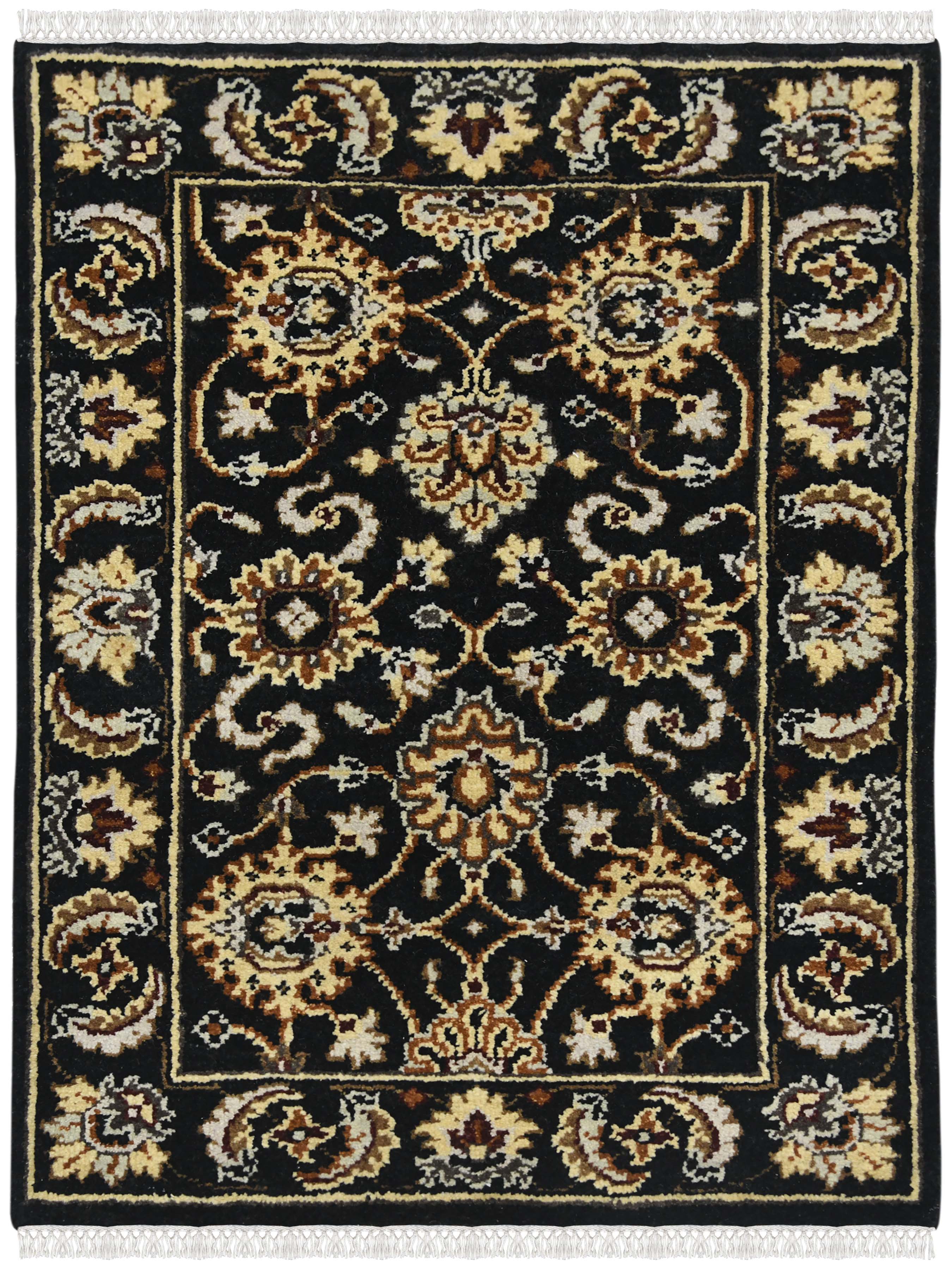 Luxor Classic Pattern Hand Knotted  Rectangle Anti-Skid Designer Carpet, Prayer Rug For Office Cabins, Small Living Spaces - 2'X3'