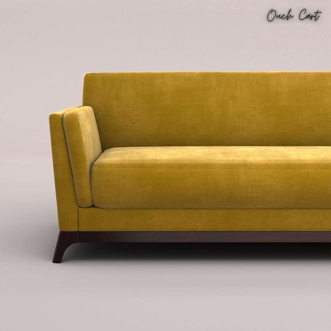 BRUNO 3 SEATER SOFA (VELVET, MUSTARD YELLOW) - Ouch Cart 