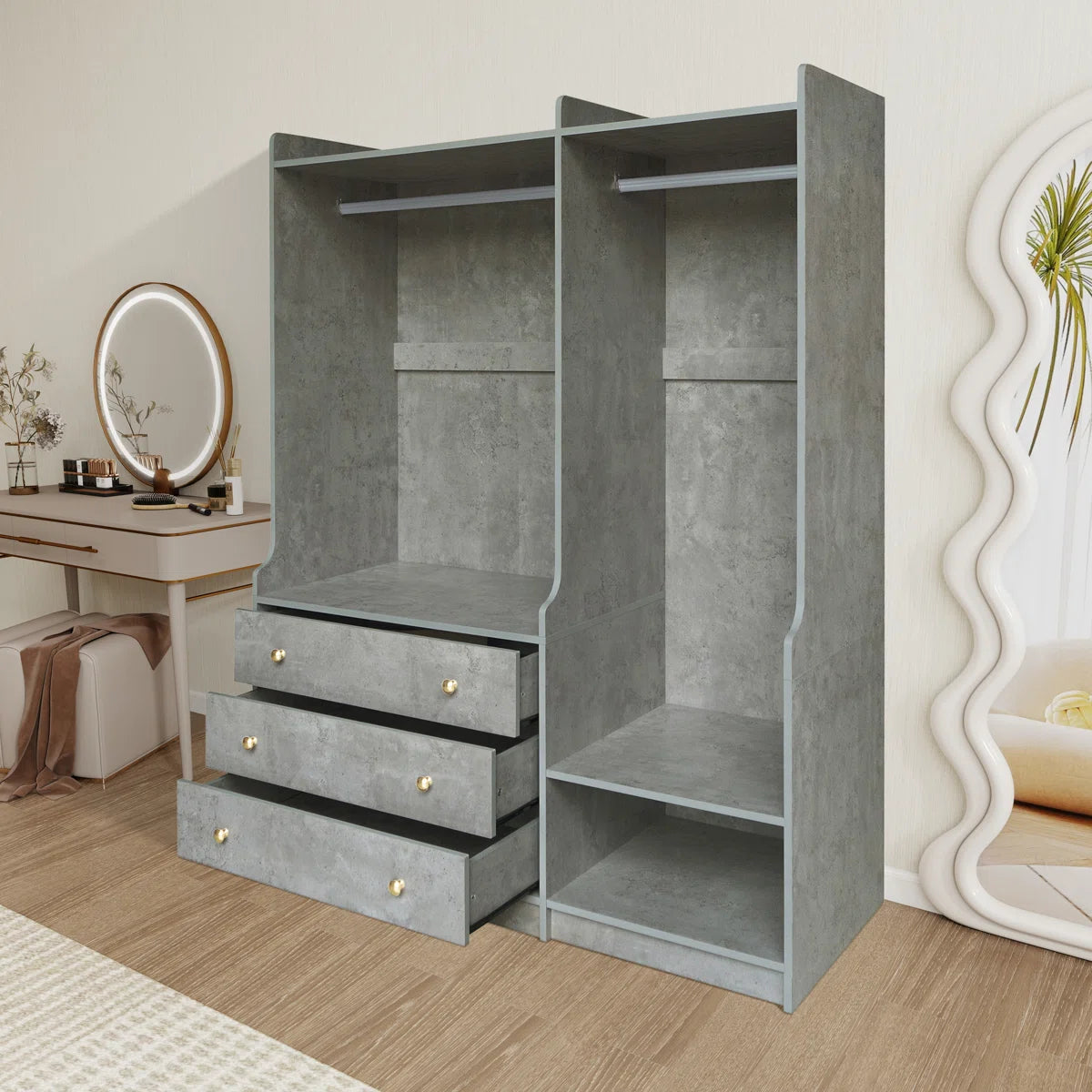 Open Wooden Wardrobe Storage