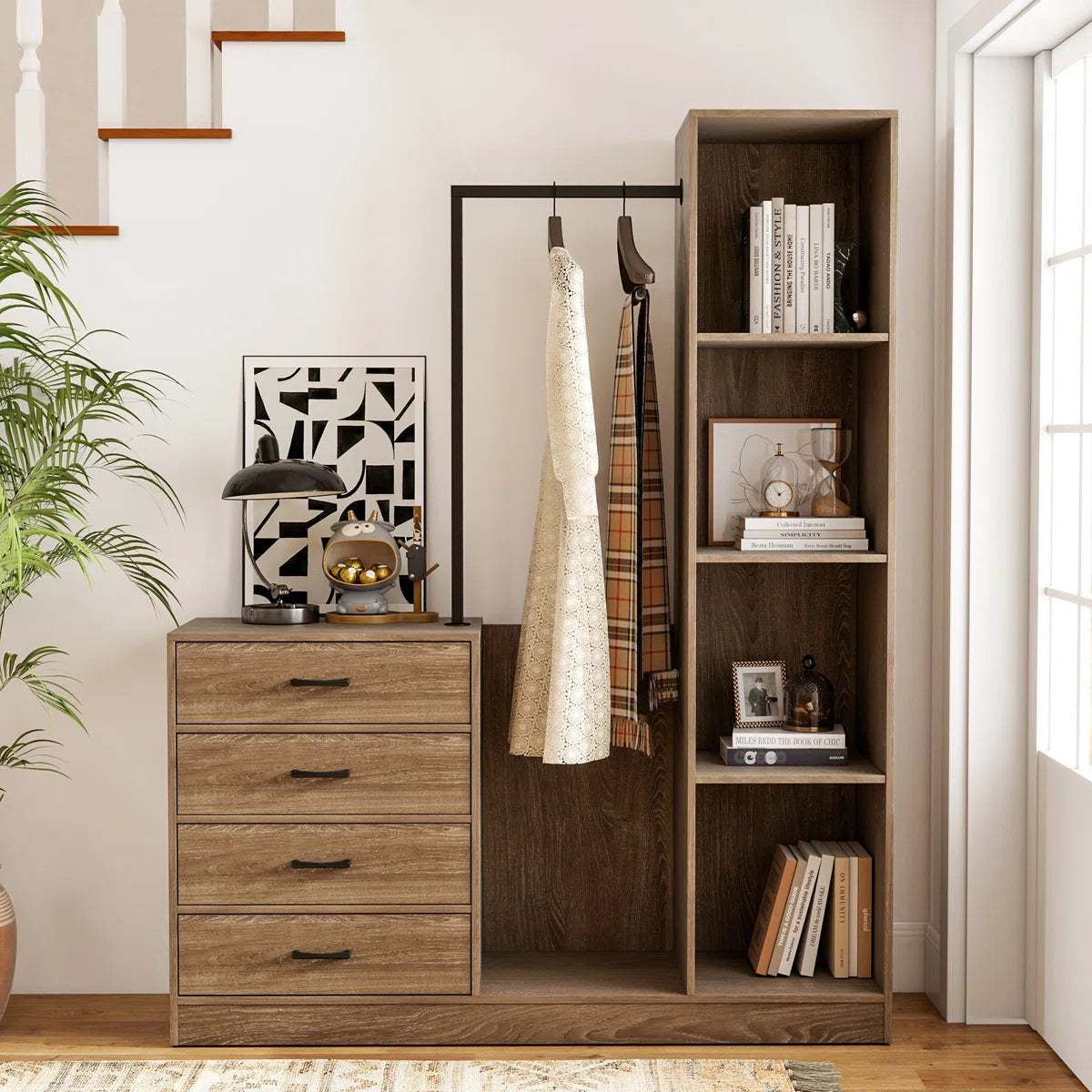 71'' Entryway Wardrobe Cabinet With Drawers And Storage