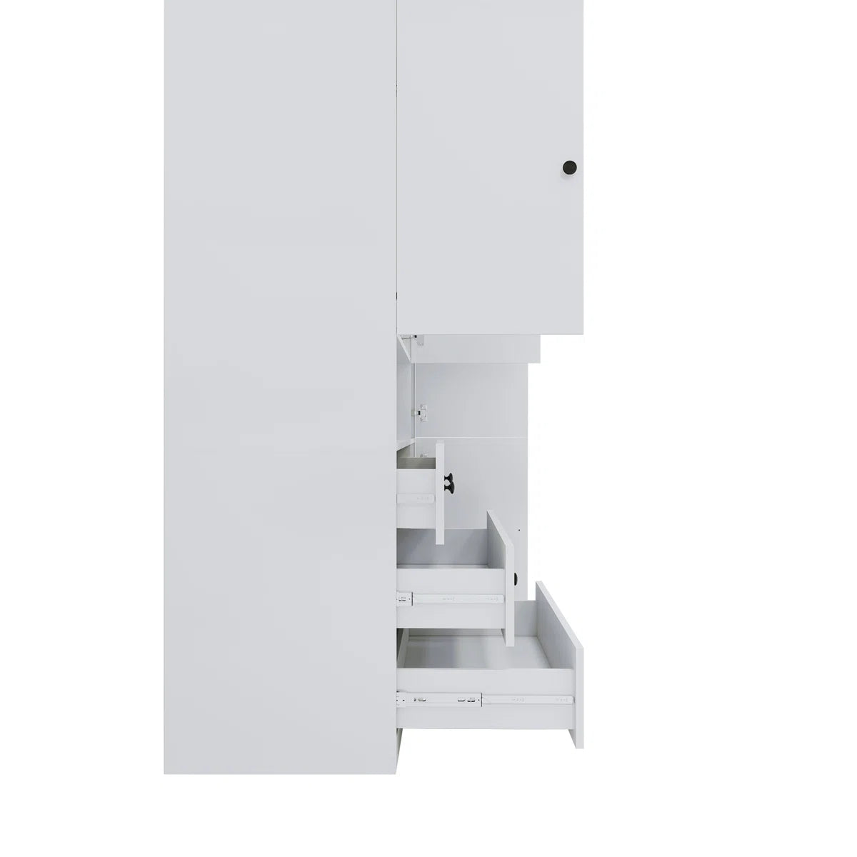 3-Door Wooden Wardrobe Armoires with Drawers, White