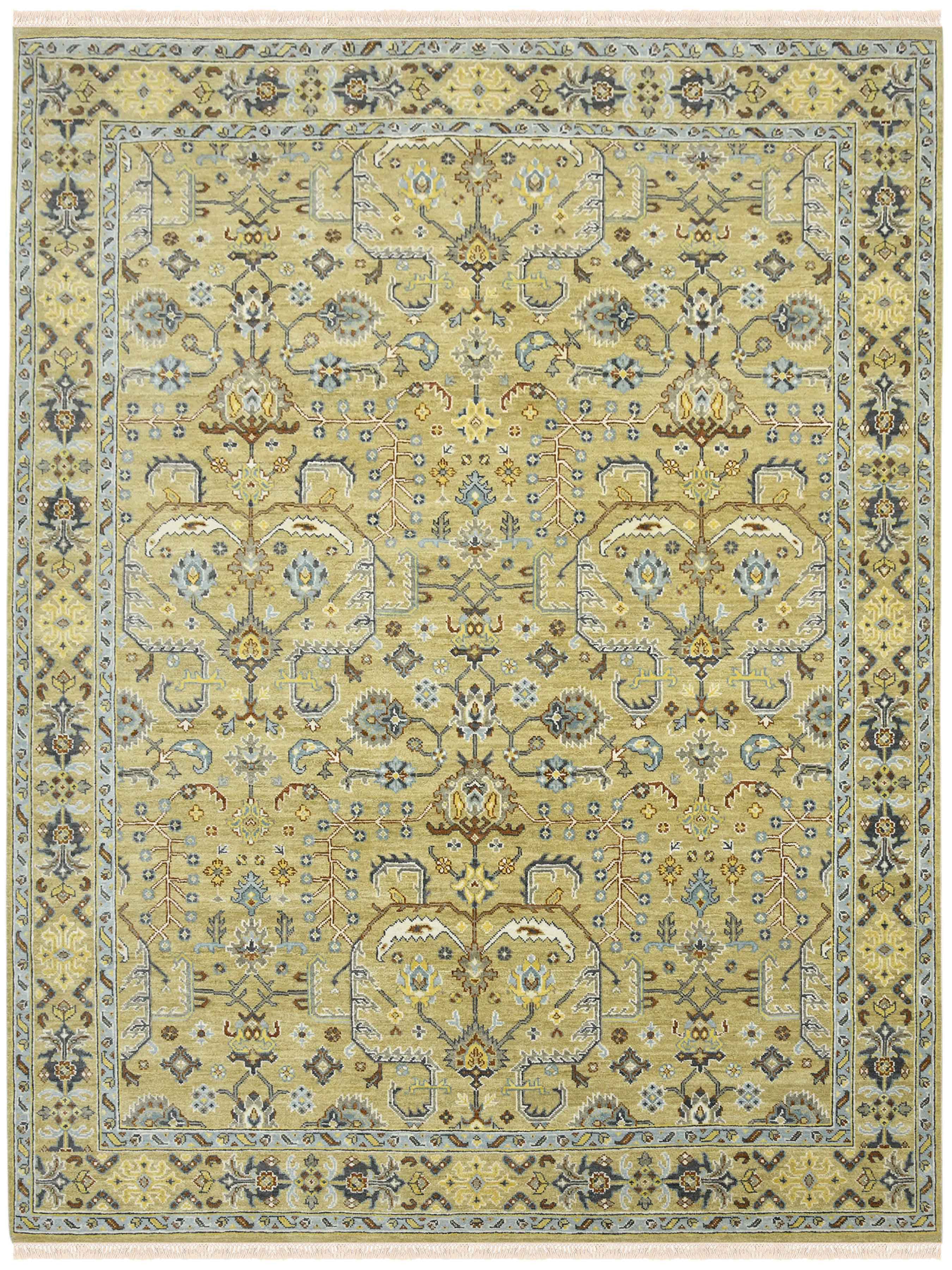 Bristol Traditional Pattern Hand Knotted  Rectangle Anti-Skid Designer Carpet, Area Rug For Bed Room, Living Room - 9'x12'