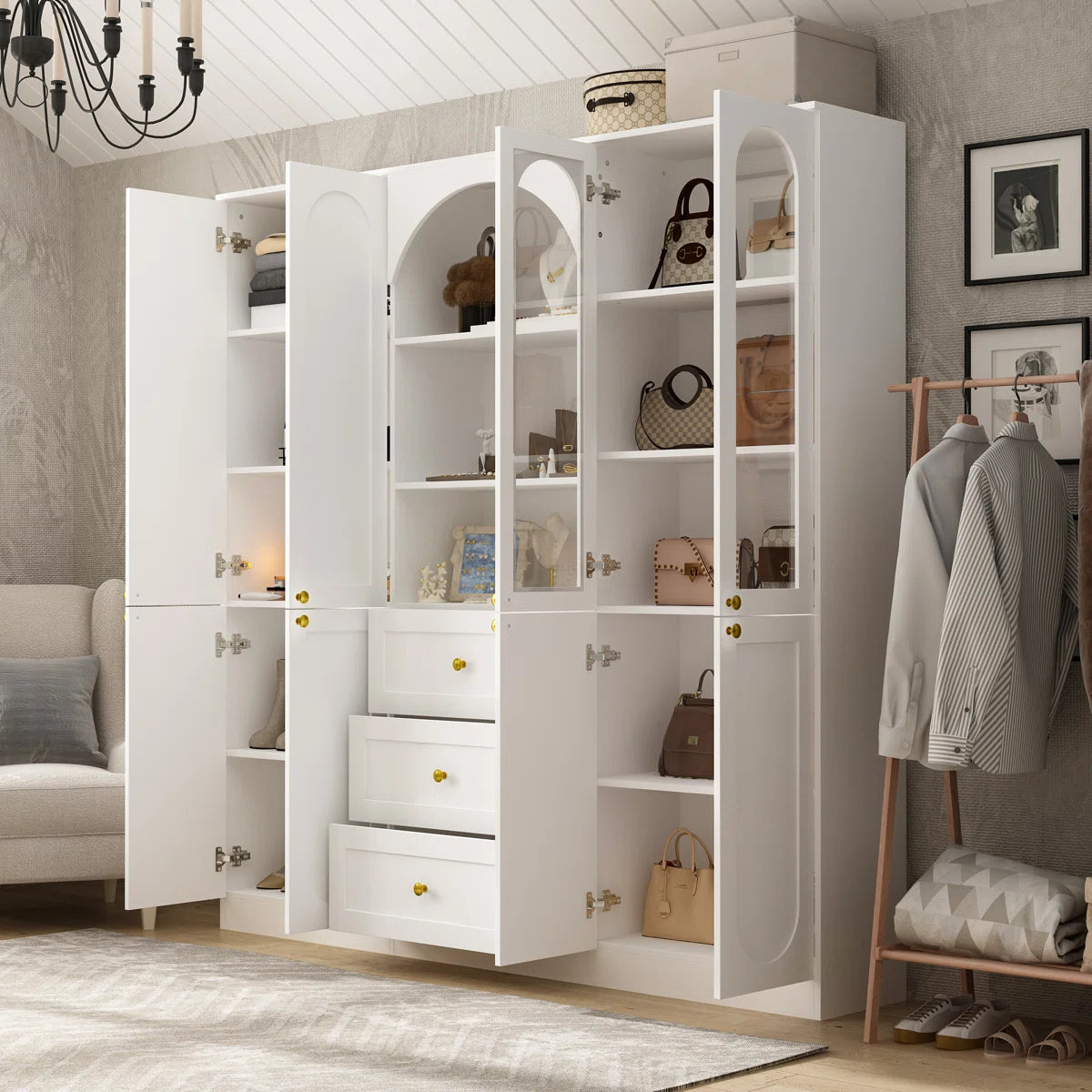 Elegent Wardrobe With Strong Storage And White Finish