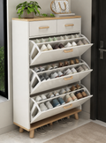 Modern Wooden Shoe Cabinet with Flip Drawers | Space-Saving Entryway Shoe Storage Organizer | Ouch Cart