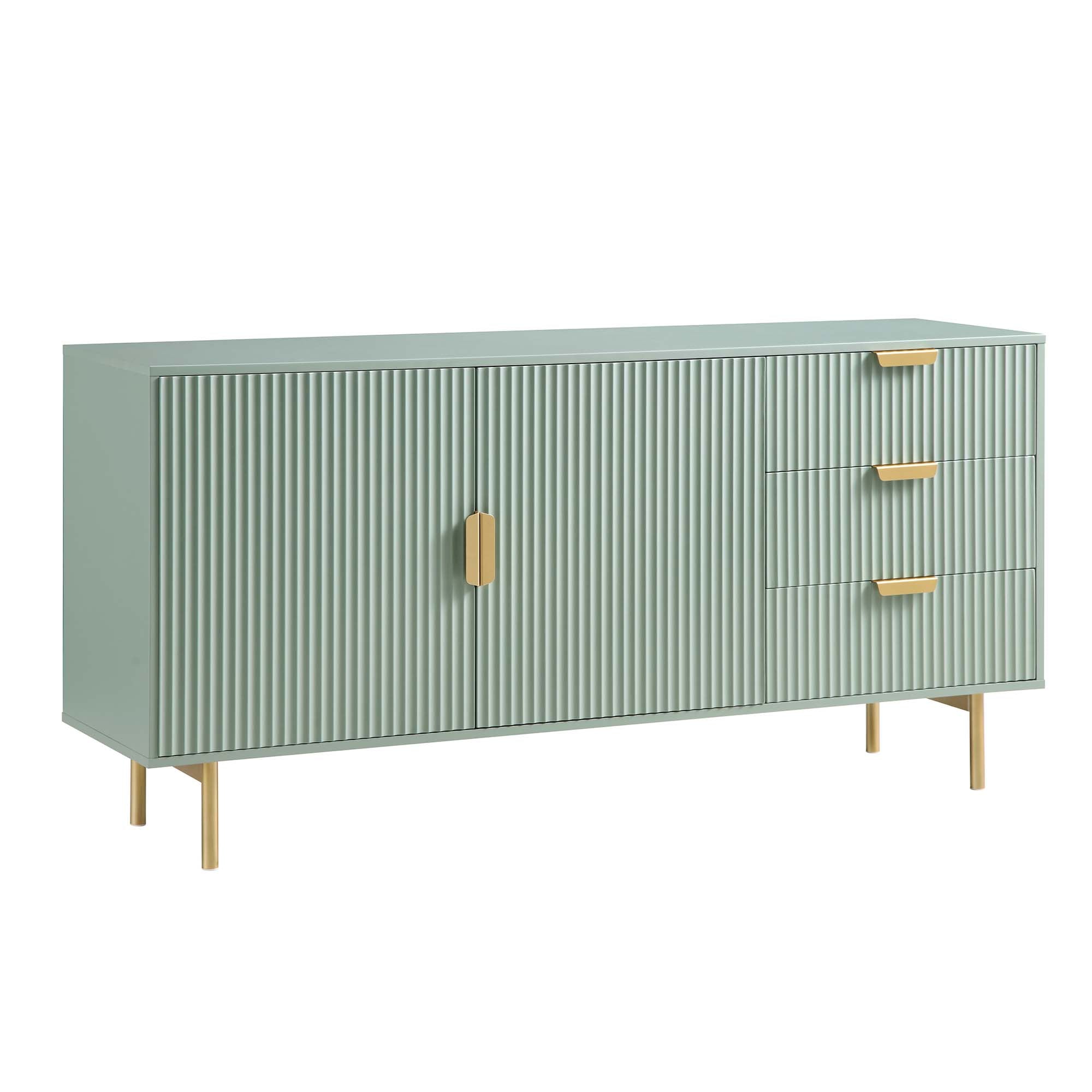 Modern Fluted Sideboard Cabinet with Drawers & Storage