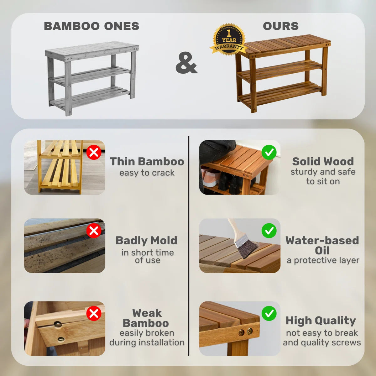 Solid Wood Shoe Rack