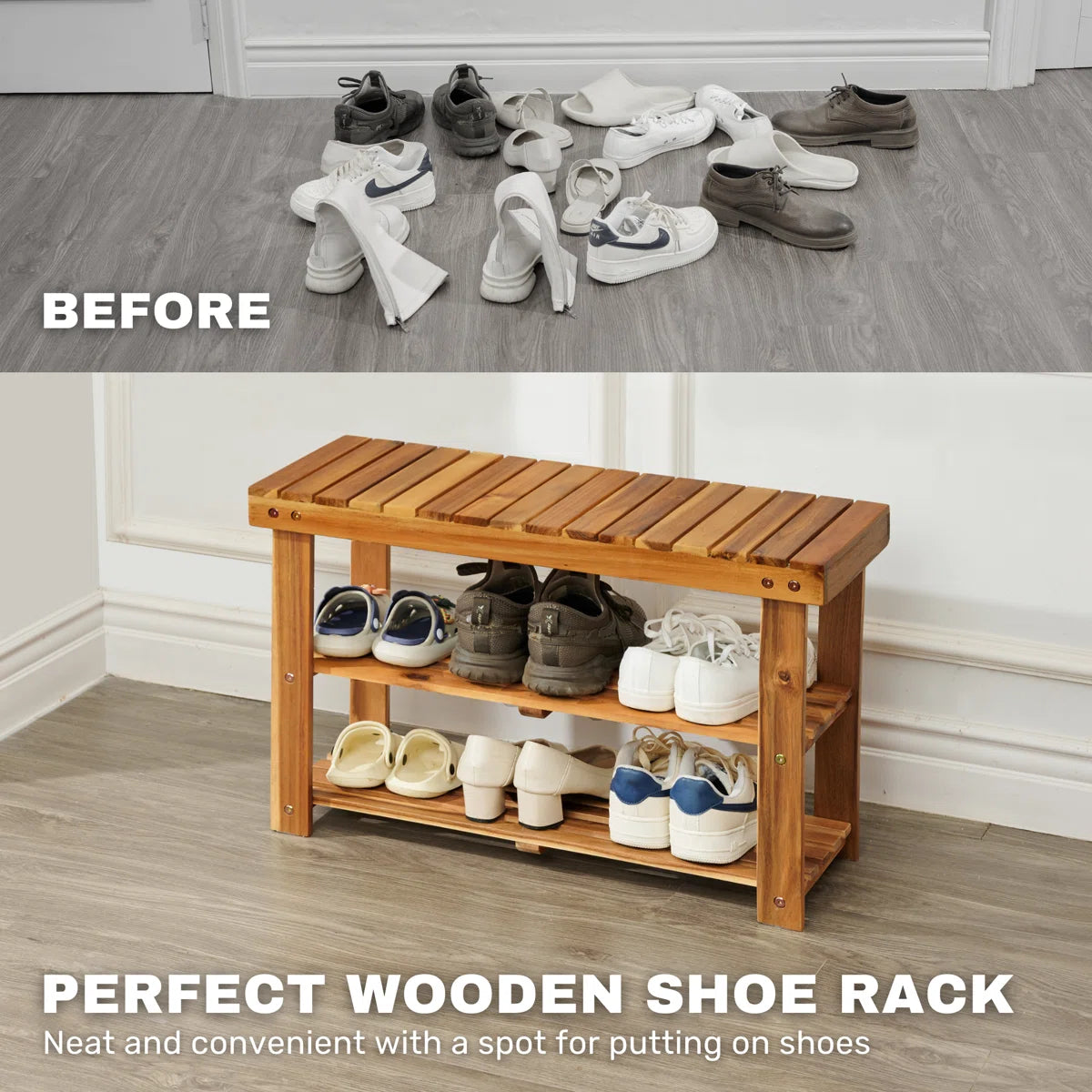 Solid Wood Shoe Rack