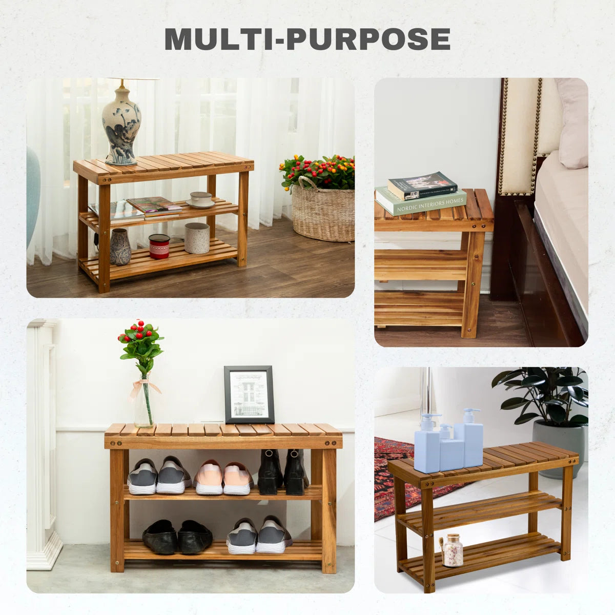 Solid Wood Shoe Rack