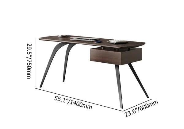 Jocelyn Mid-Century Modern Walnut Office Desk Rectangular Writing Desk with 1 Drawer - Ouch Cart 
