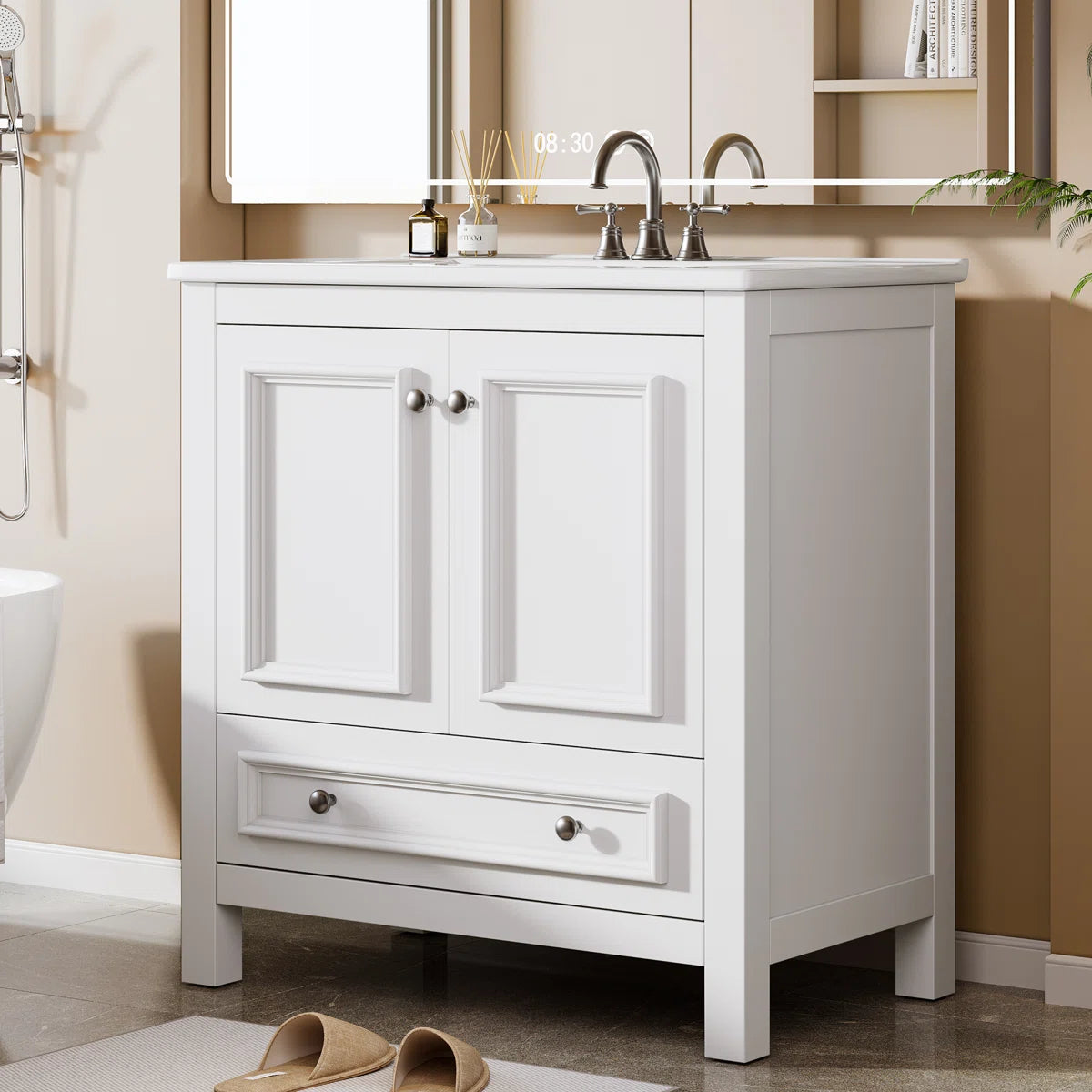 Solid Wood Freestanding Bathroom Vanity with Sink