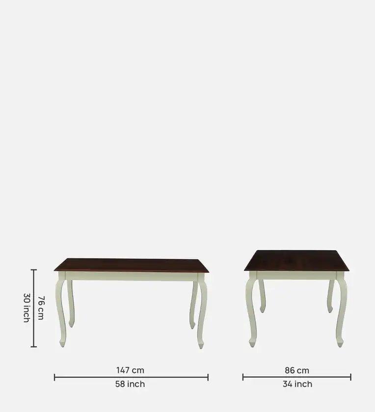 Solid Wood 6 Seater Dining Set In Tulip Finish - Ouch Cart 