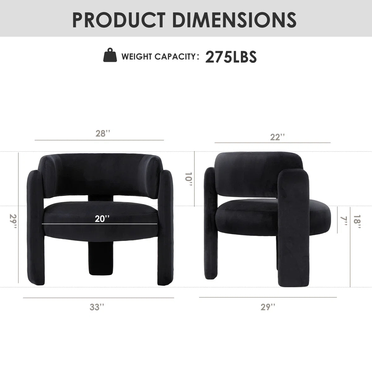 Upholstered Modern 3-Legs Barrel Accent Chair