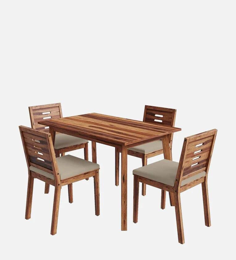 Sheesham Wood 4 Seater Dining Set In Natural Sheesham Finish - Ouch Cart 