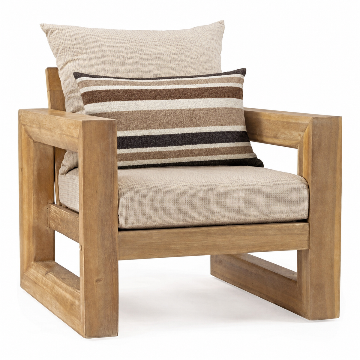 Handicrafts Wooden Back Comfort Seating Chair Hand Carved Armrest Chair (Teak) Ouch Cart