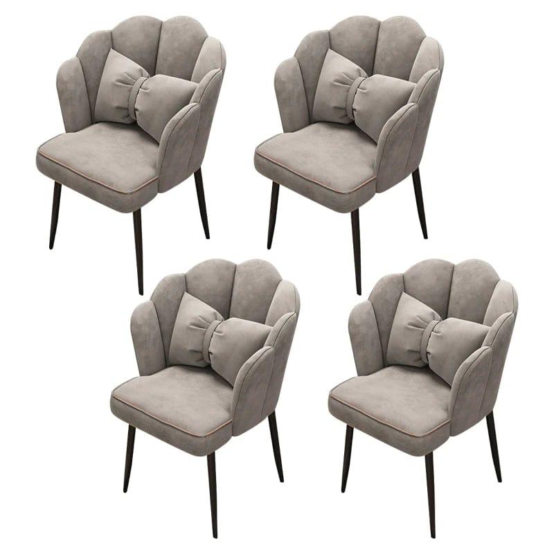 Contemporary Metal Side Chair Home Upholstered Arm Crown Top Back Chair - Ouch Cart 