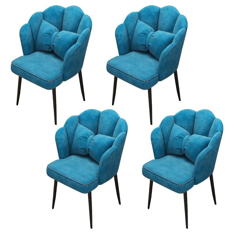 Contemporary Metal Side Chair Home Upholstered Arm Crown Top Back Chair - Ouch Cart 