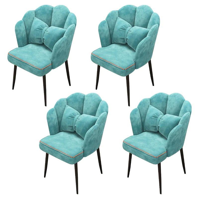 Contemporary Metal Side Chair Home Upholstered Arm Crown Top Back Chair - Ouch Cart 